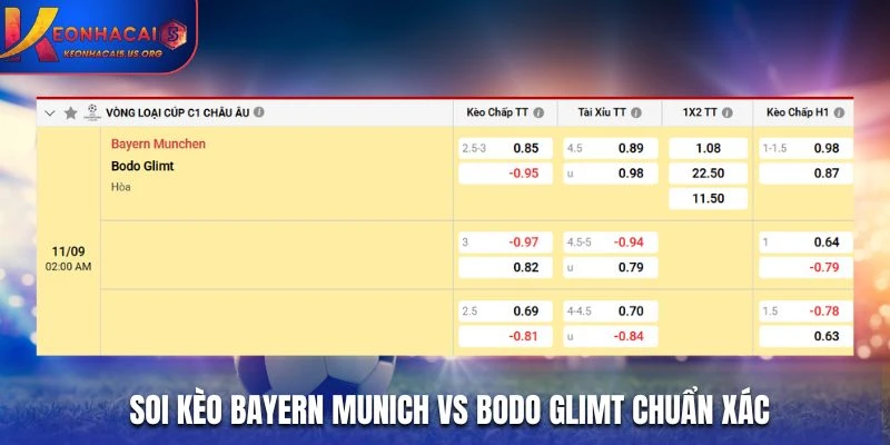 Soi kèo Bayern Munich vs Bodo Glimt chuẩn xác qua bảng kèo nhà cái